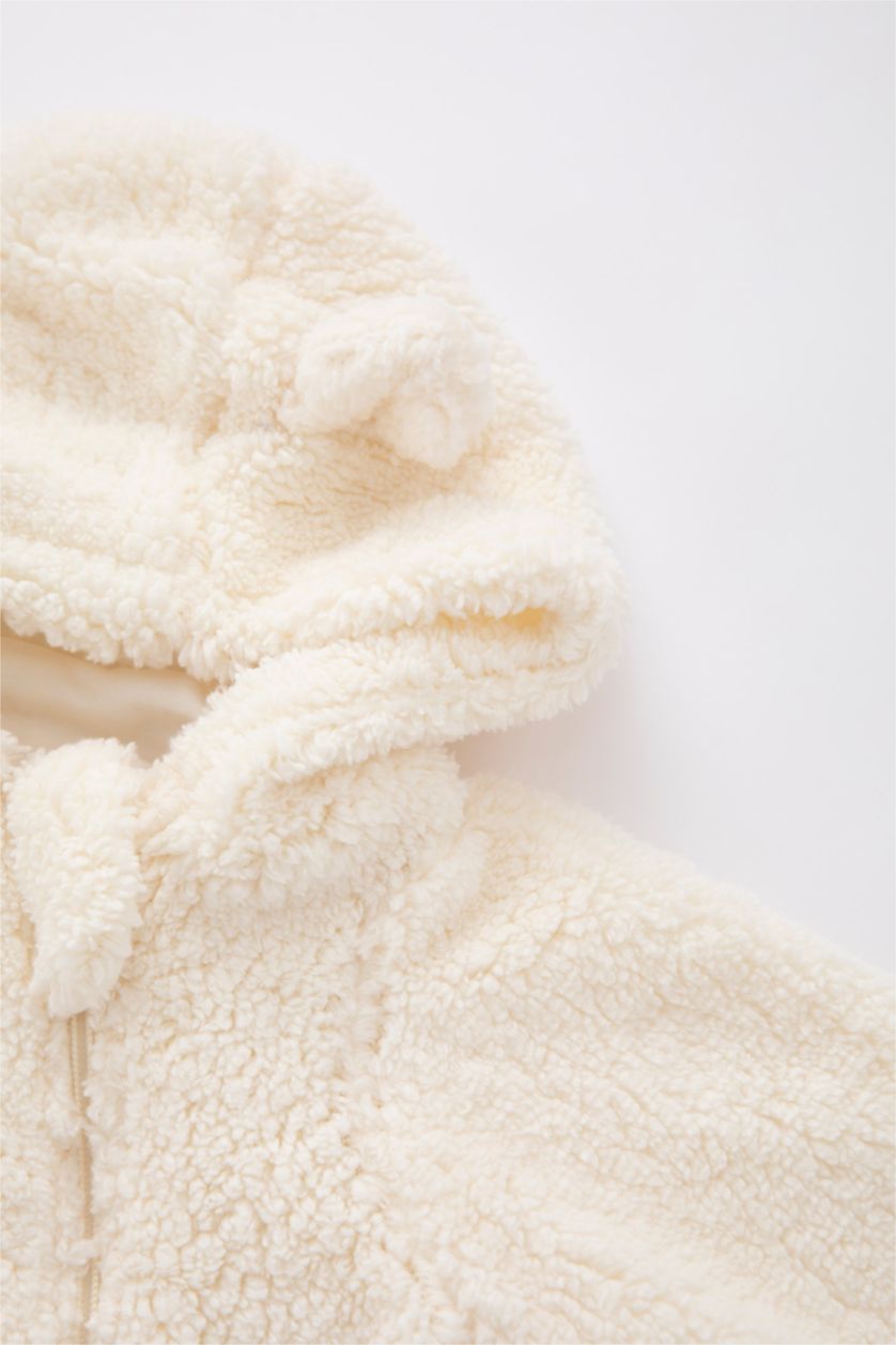 BABY GIRL Sand Plush Regular Fit Hooded Jumpsuit