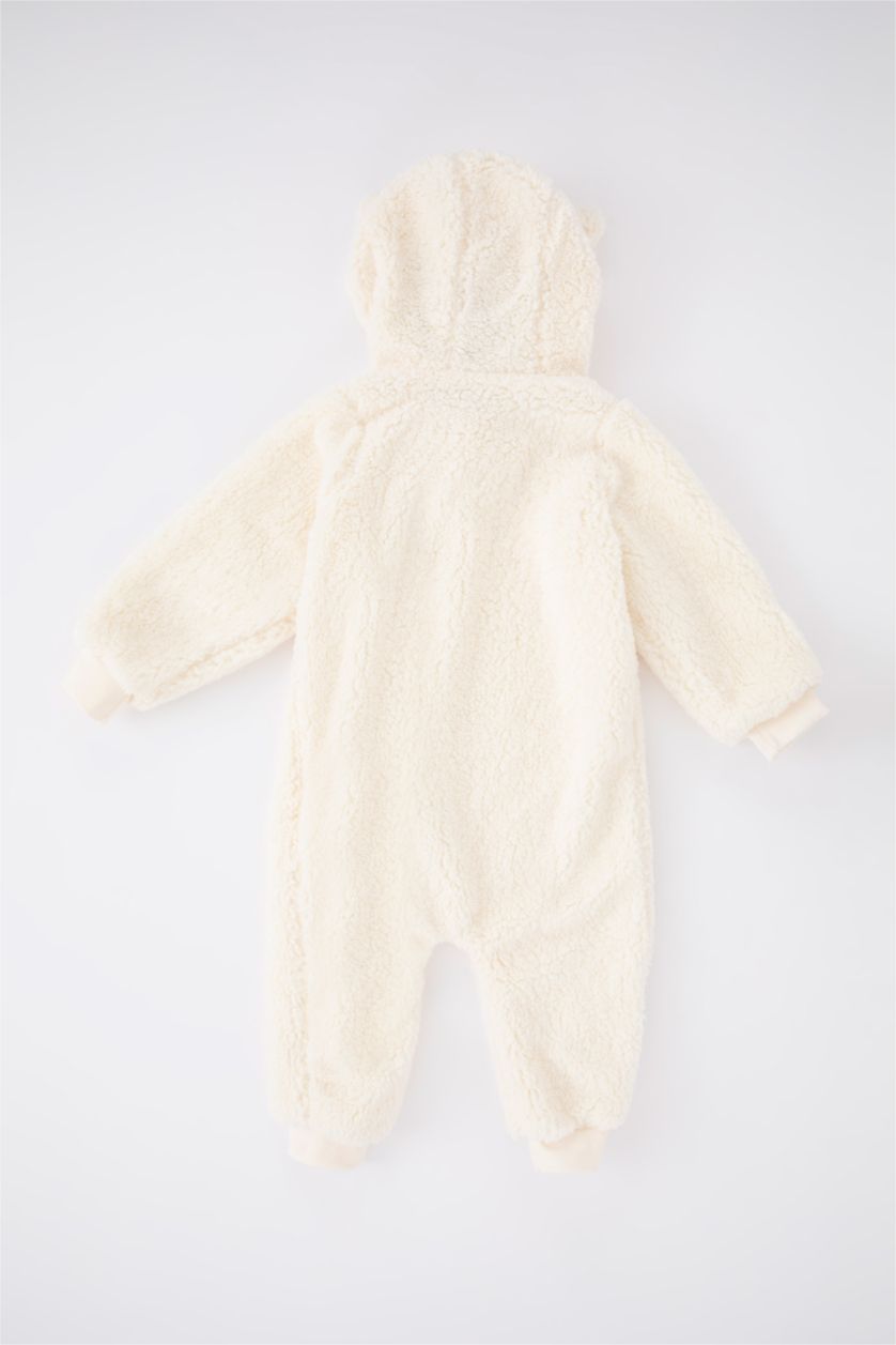 BABY GIRL Sand Plush Regular Fit Hooded Jumpsuit