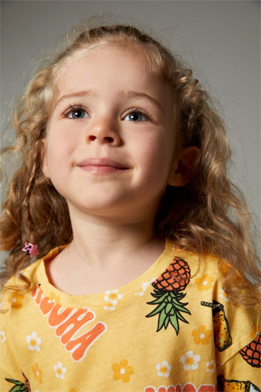 BABY GIRL Salmon Baby Girl Pineapple Patterned Cotton Short Sleeve T-Shirt Shorts 2-Pack Set