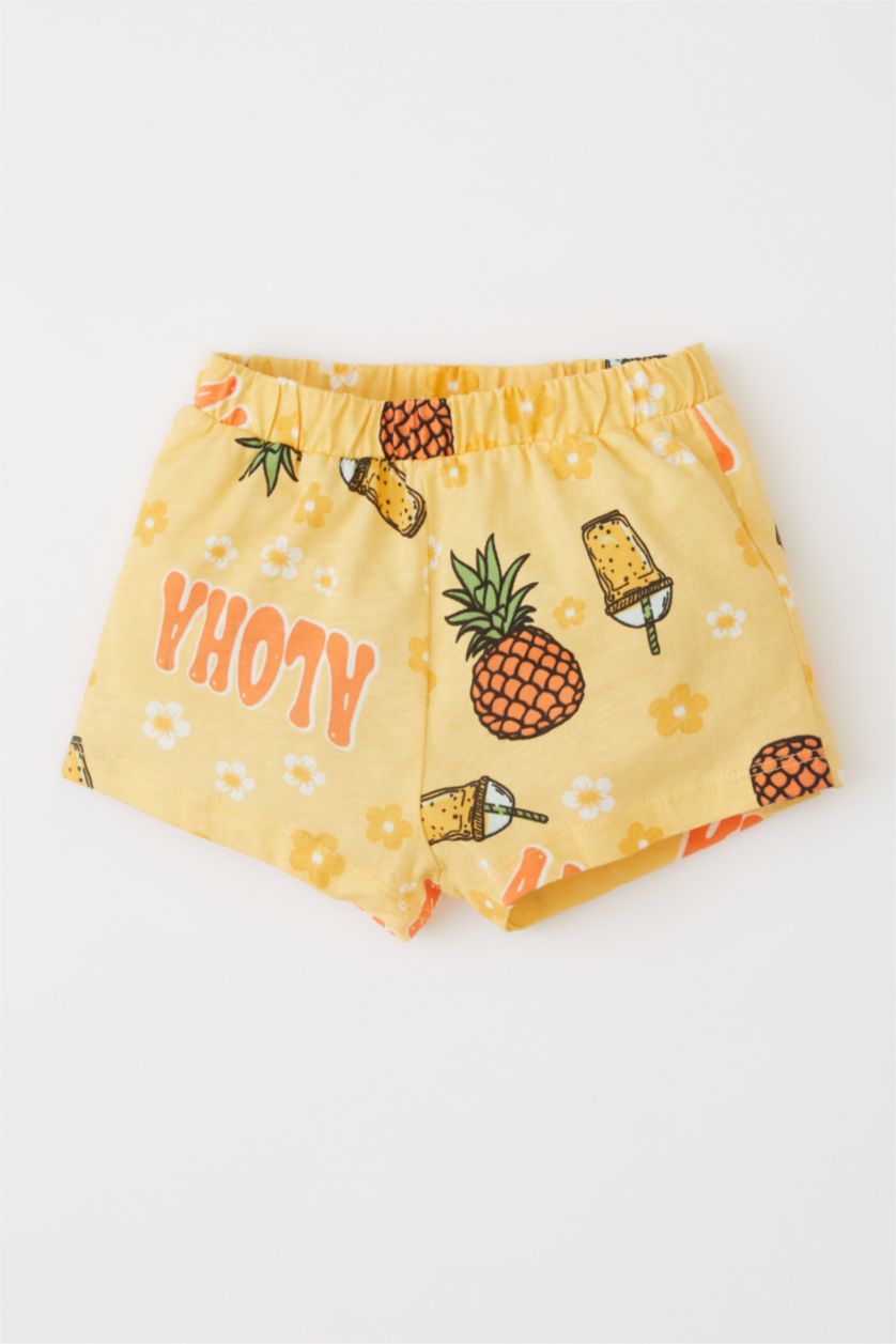 BABY GIRL Salmon Baby Girl Pineapple Patterned Cotton Short Sleeve T-Shirt Shorts 2-Pack Set