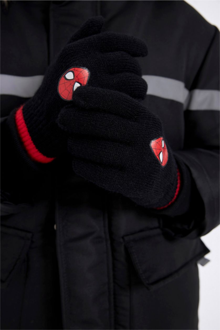 BOYS & TEENS Black Boy Knitwear Spiderman Licensed Gloves