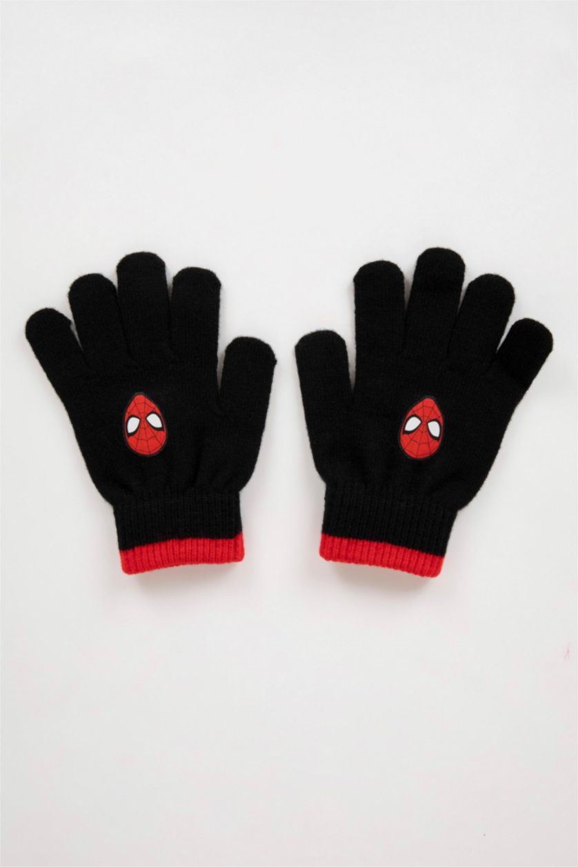 BOYS & TEENS Black Boy Knitwear Spiderman Licensed Gloves