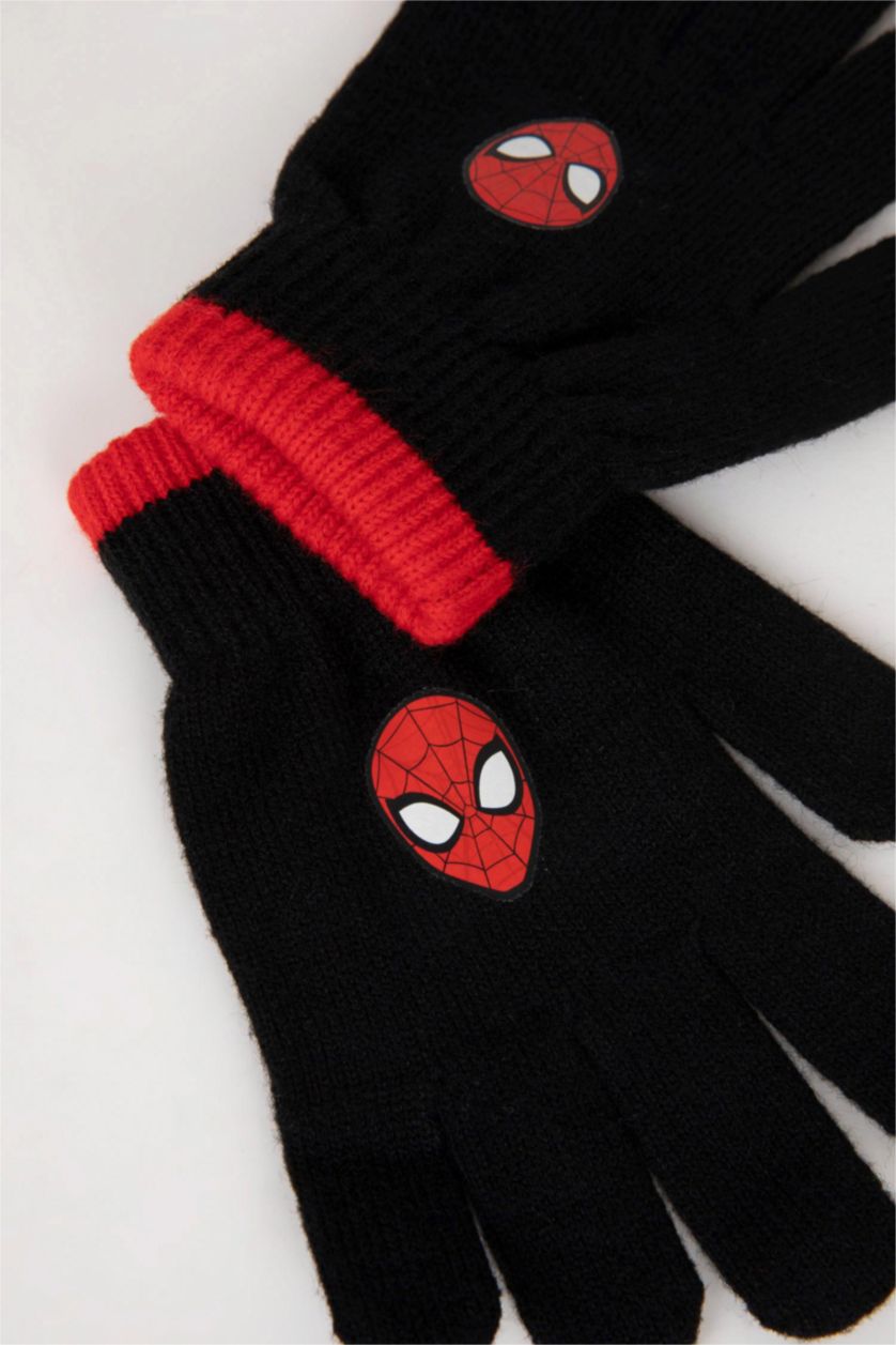 BOYS & TEENS Black Boy Knitwear Spiderman Licensed Gloves