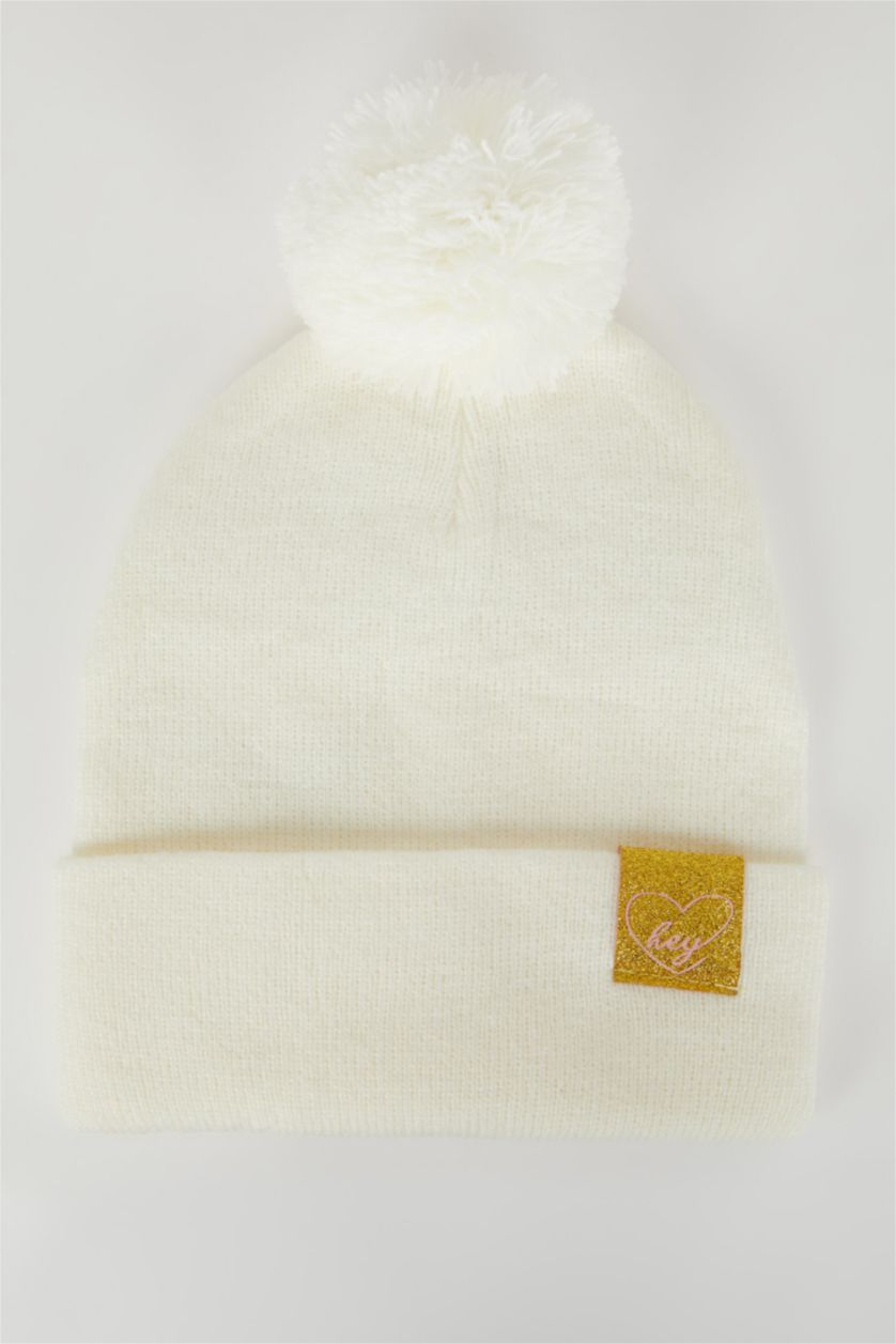 GIRLS & TEENS Ecru Girl Pompom Beret