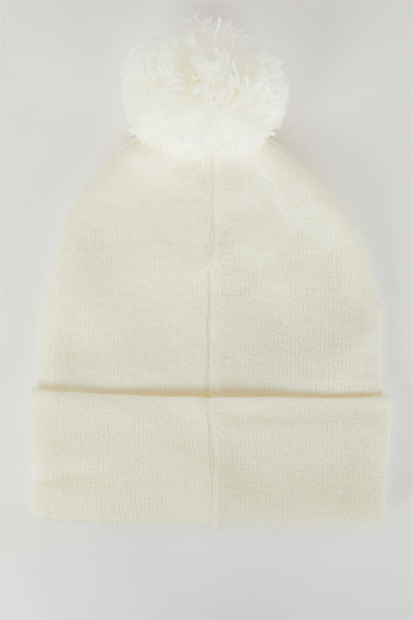 GIRLS & TEENS Ecru Girl Pompom Beret