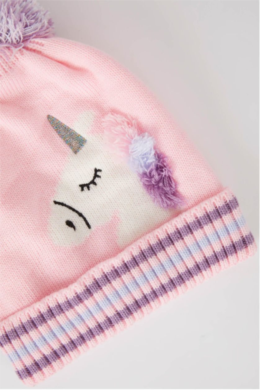 FILLES Violet Clair Bonnet d'hiver Unicorn Fille