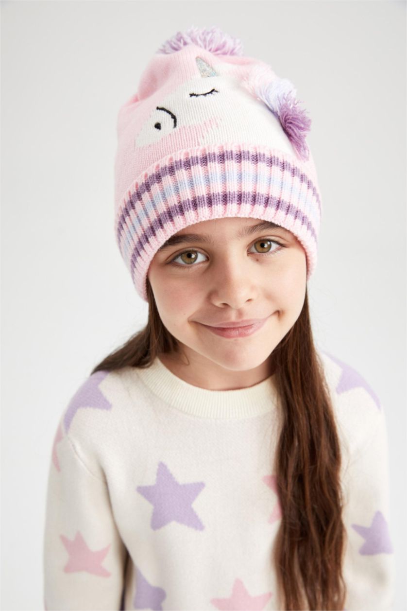 FILLES Violet Clair Bonnet d'hiver Unicorn Fille