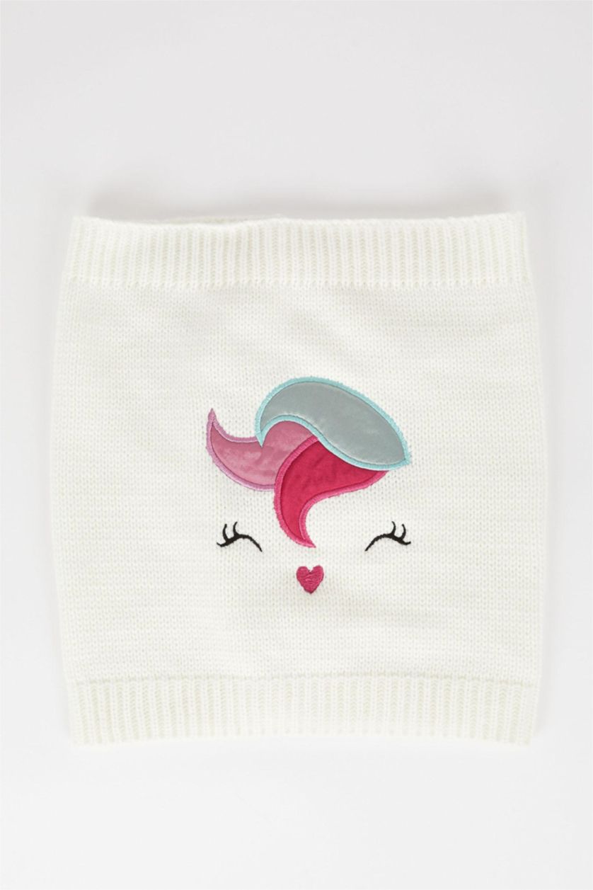 FILLES Écru Ensemble bonnet et écharpe à motifs pour fille