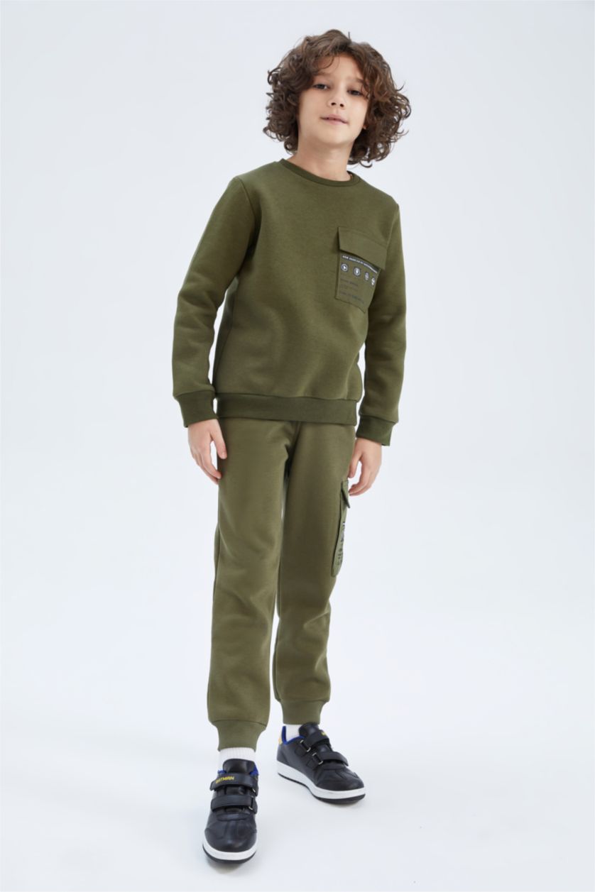 GARÇONS Kaki Pantalon De Survêtement Garçon Regular Fit Avec Poches