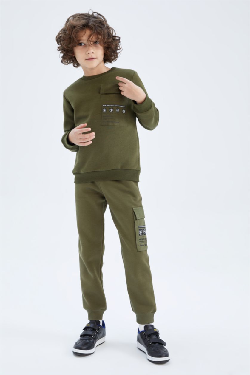 GARÇONS Kaki Pantalon De Survêtement Garçon Regular Fit Avec Poches