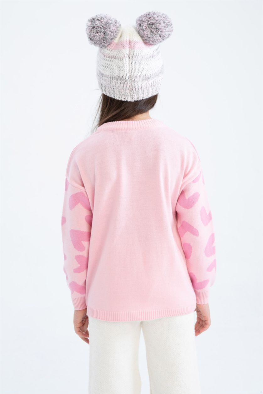 GIRLS & TEENS Pink Girl Patterned Crew Neck Sweater