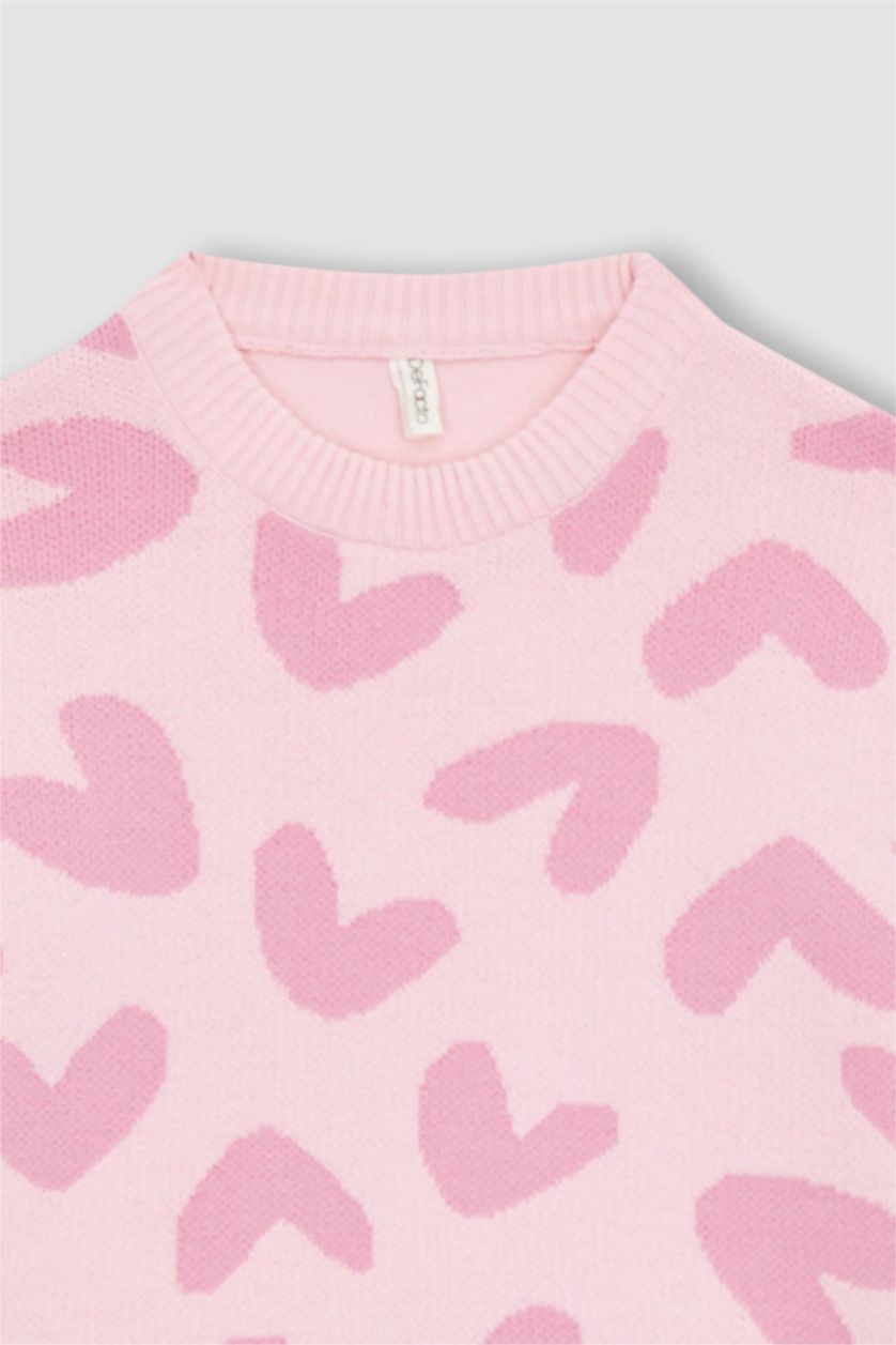 GIRLS & TEENS Pink Girl Patterned Crew Neck Sweater