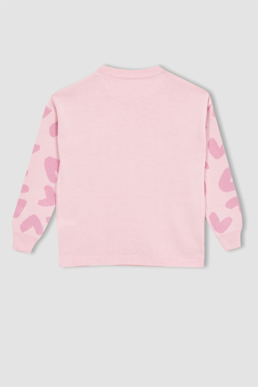 GIRLS & TEENS Pink Girl Patterned Crew Neck Sweater