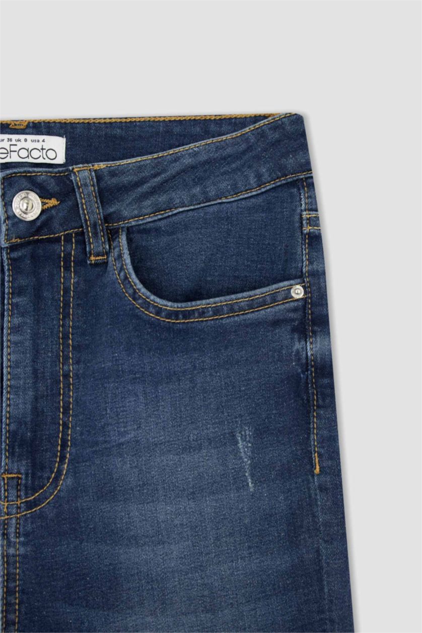 نساء أزرق غامق بنطلون جينز سوبر سكيني فيت ممزق