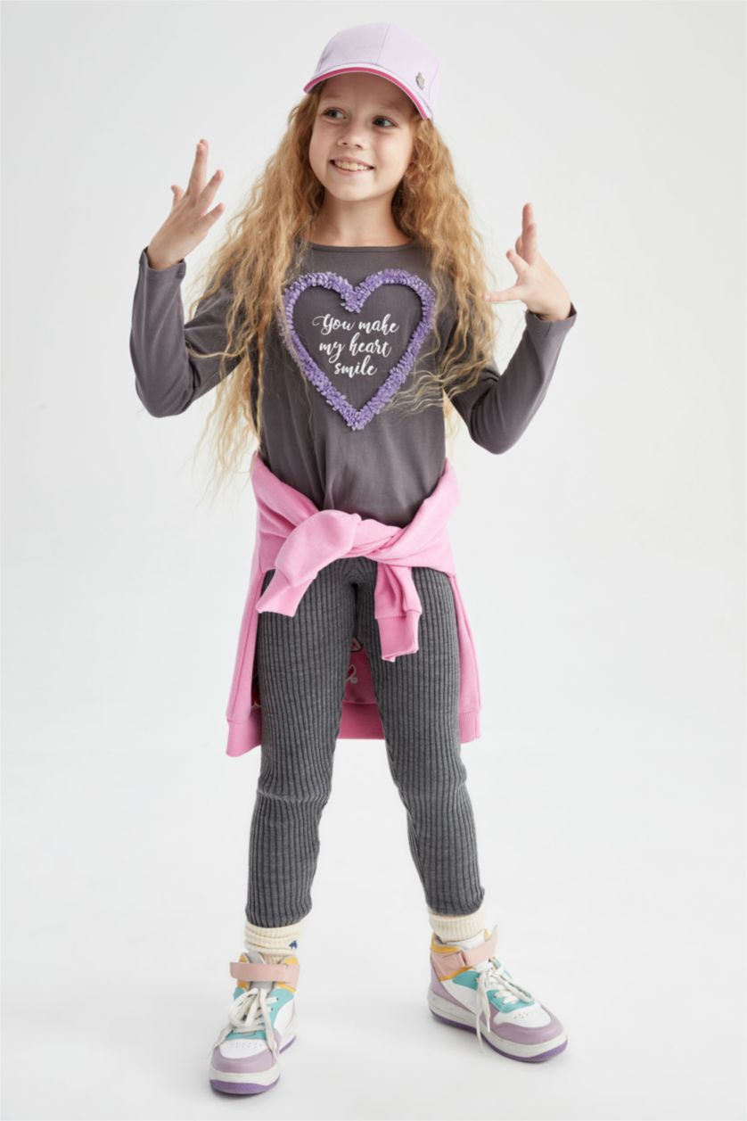 Kız Çocuk - Genç Kız Antrasit Kız Çocuk Uzun Tayt