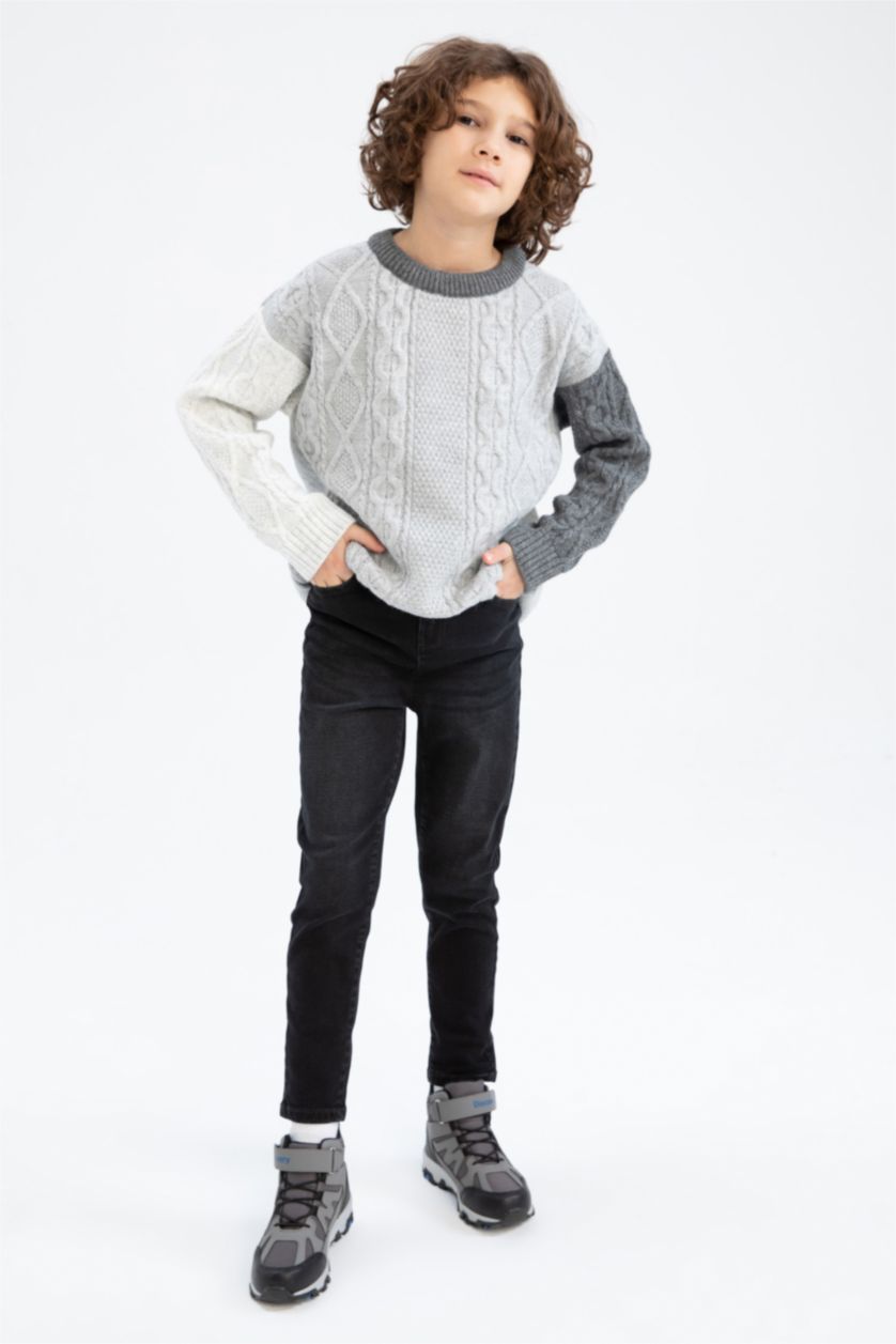 Мальчики и подростки Темно-серый меланж Свитер оверсайз с круглым вырезом