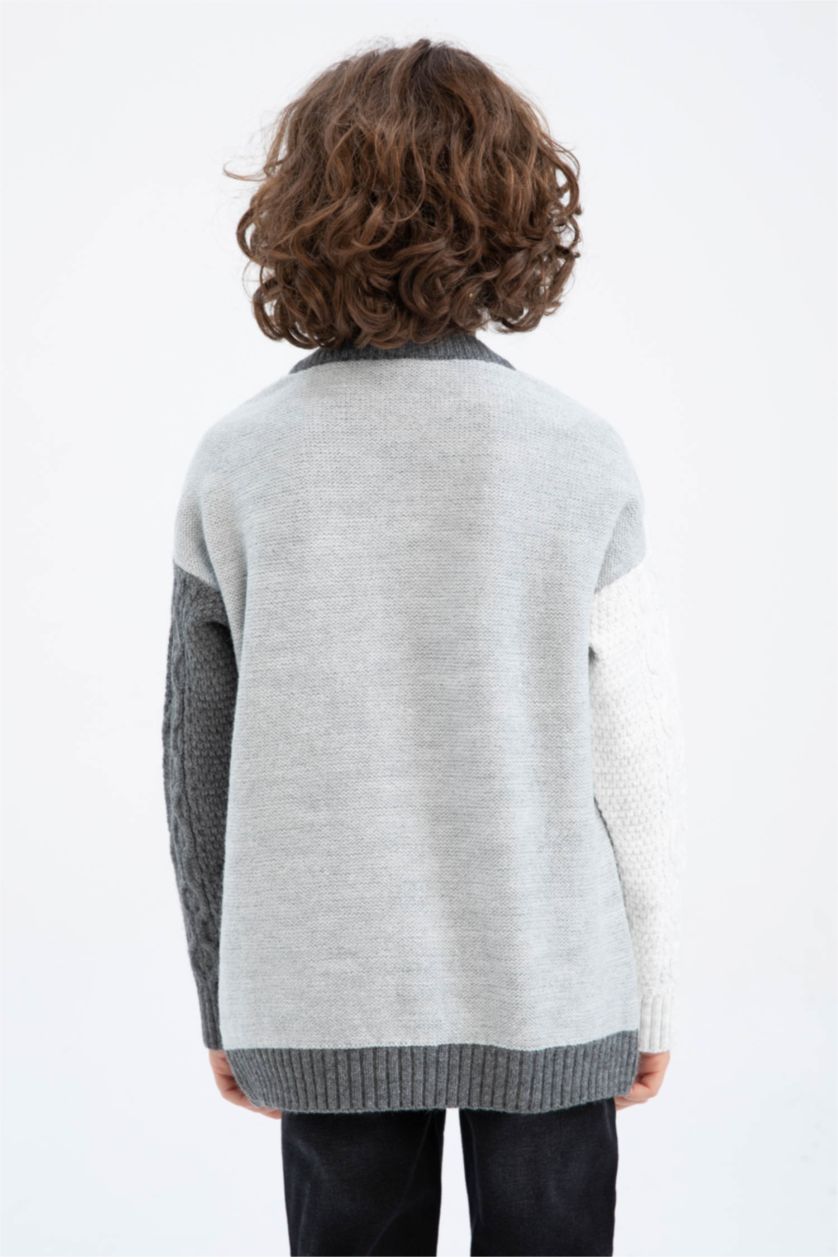 Мальчики и подростки Темно-серый меланж Свитер оверсайз с круглым вырезом