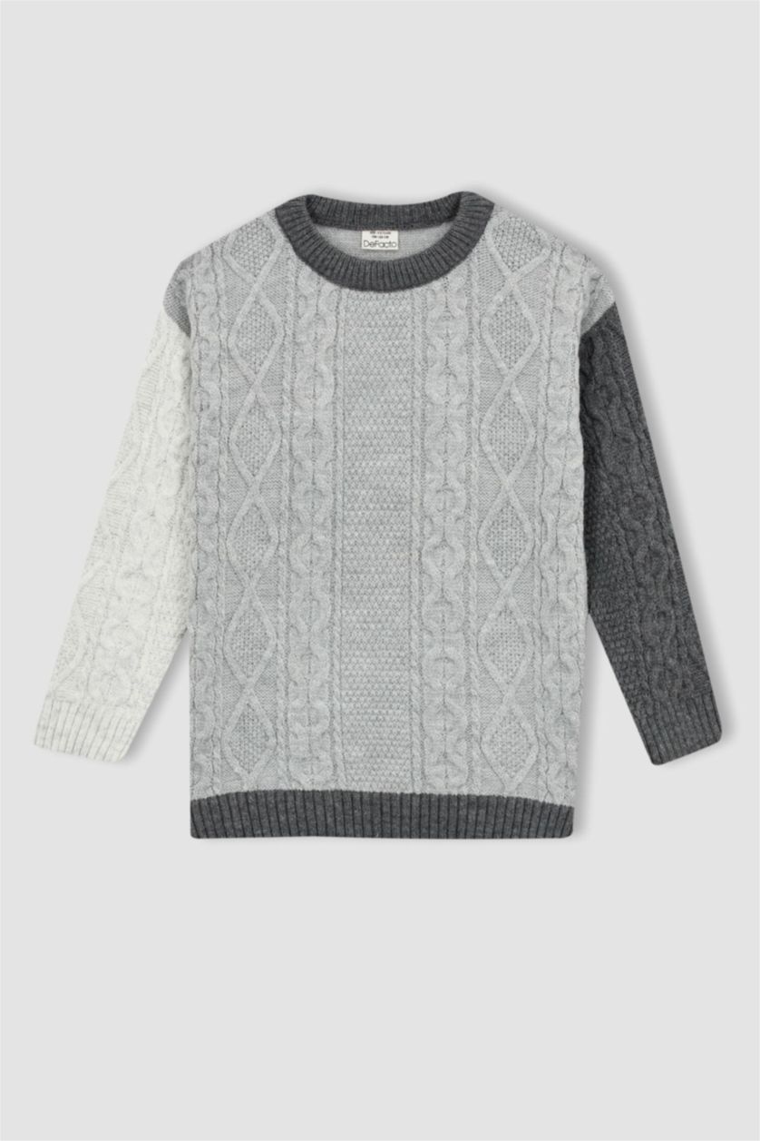 Мальчики и подростки Темно-серый меланж Свитер оверсайз с круглым вырезом