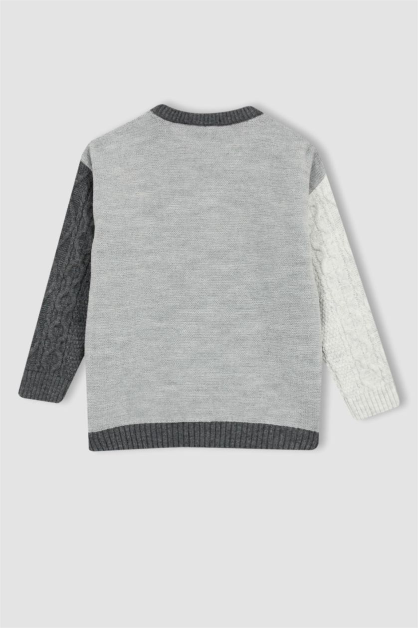Мальчики и подростки Темно-серый меланж Свитер оверсайз с круглым вырезом