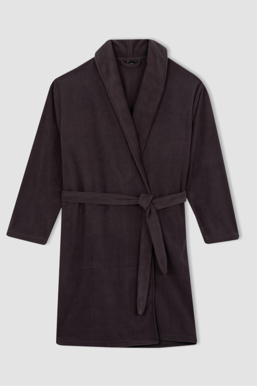 رجال أنثرا غامق روب نوم قطيفة قصة عادية كم طويل