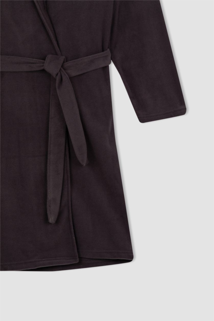 رجال أنثرا غامق روب نوم قطيفة قصة عادية كم طويل