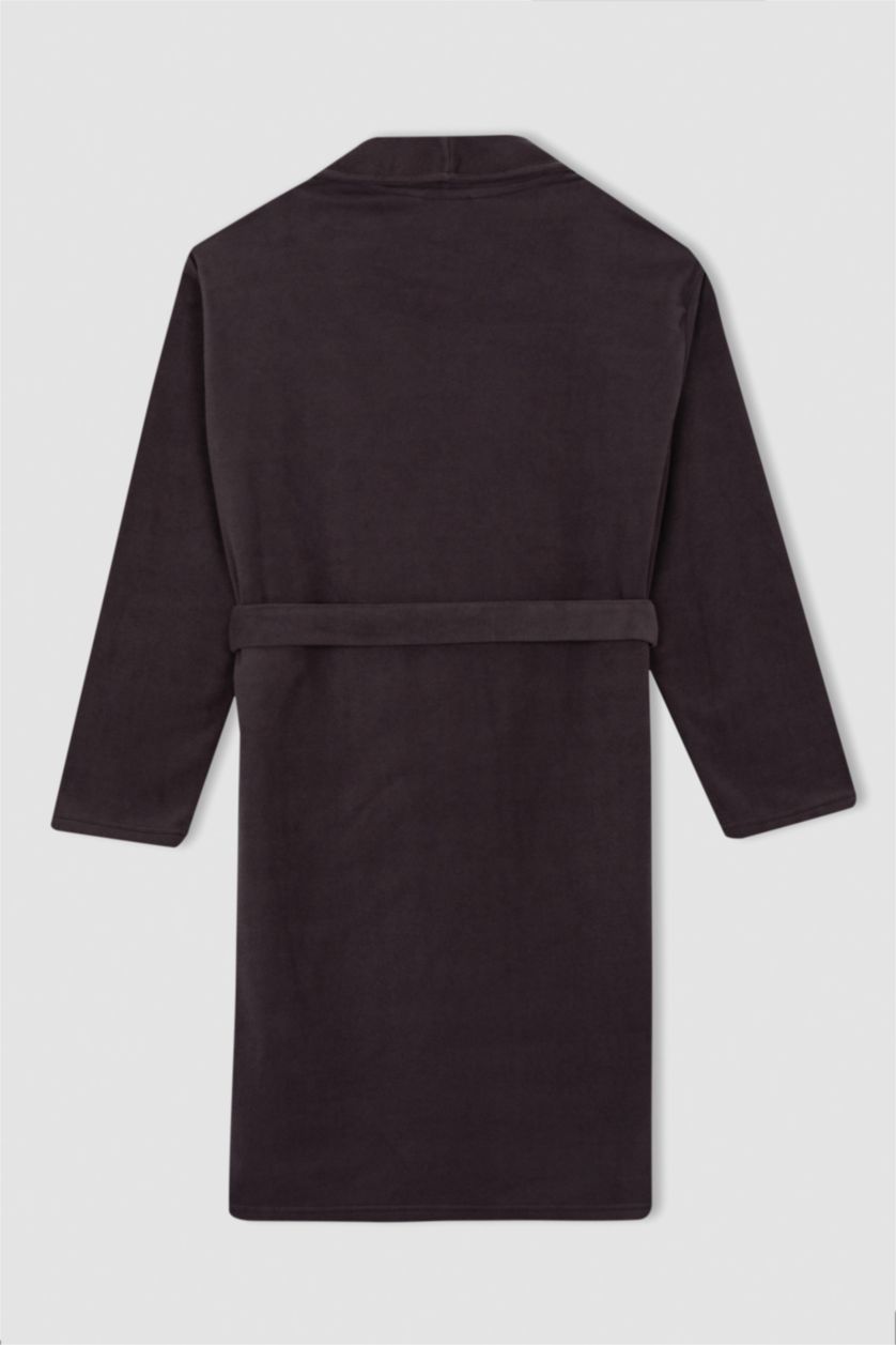 رجال أنثرا غامق روب نوم قطيفة قصة عادية كم طويل