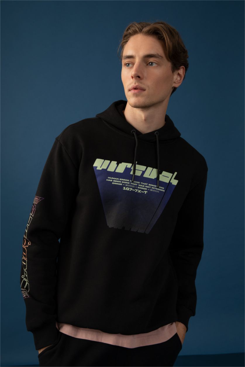 HOMME Noir Sweat À Capuche Coupe Classique