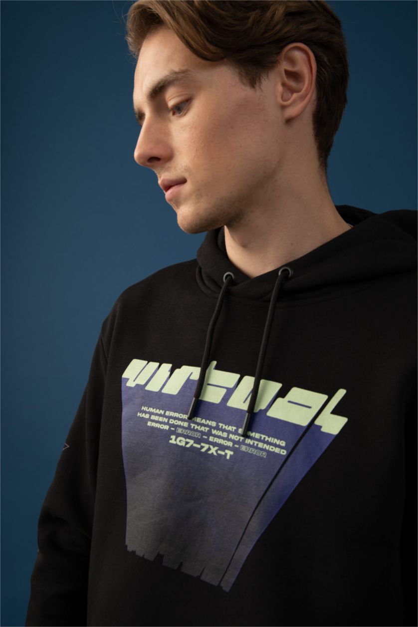 HOMME Noir Sweat À Capuche Coupe Classique