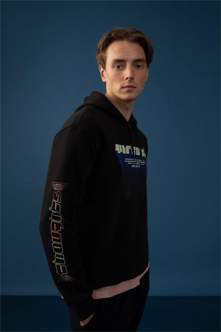 HOMME Noir Sweat À Capuche Coupe Classique