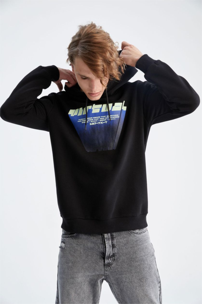 HOMME Noir Sweat À Capuche Coupe Classique