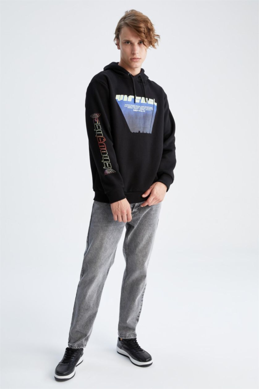 HOMME Noir Sweat À Capuche Coupe Classique