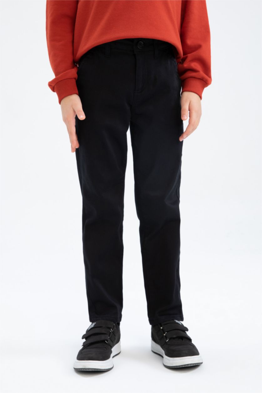 BOYS & TEENS Black Boy Chino Gabardine Trousers
