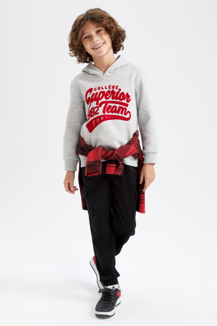 أولادي أسود بنطلون كارجو جوجر بأستك من تحت بجيب أسود