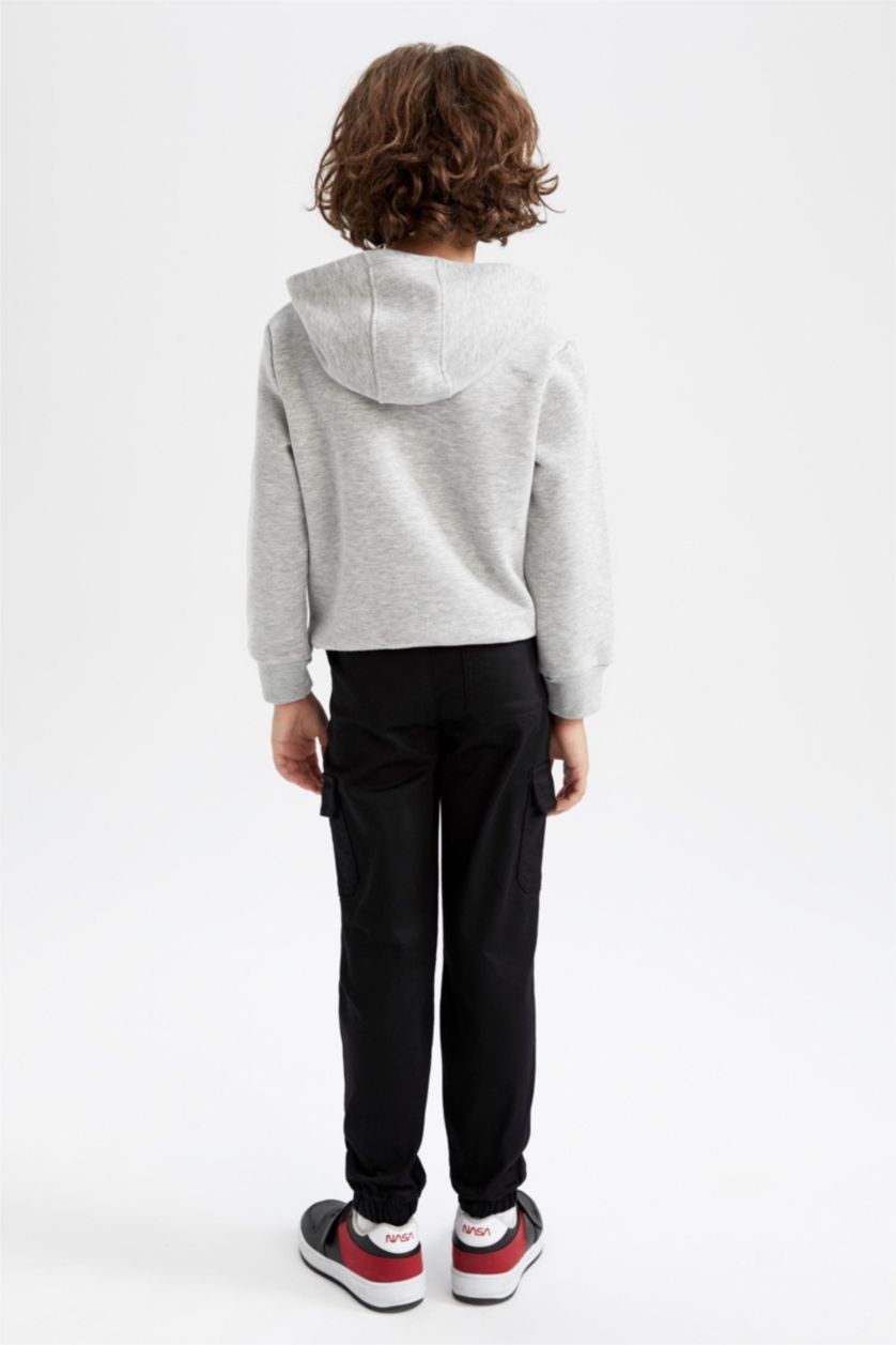 أولادي أسود بنطلون كارجو جوجر بأستك من تحت بجيب أسود