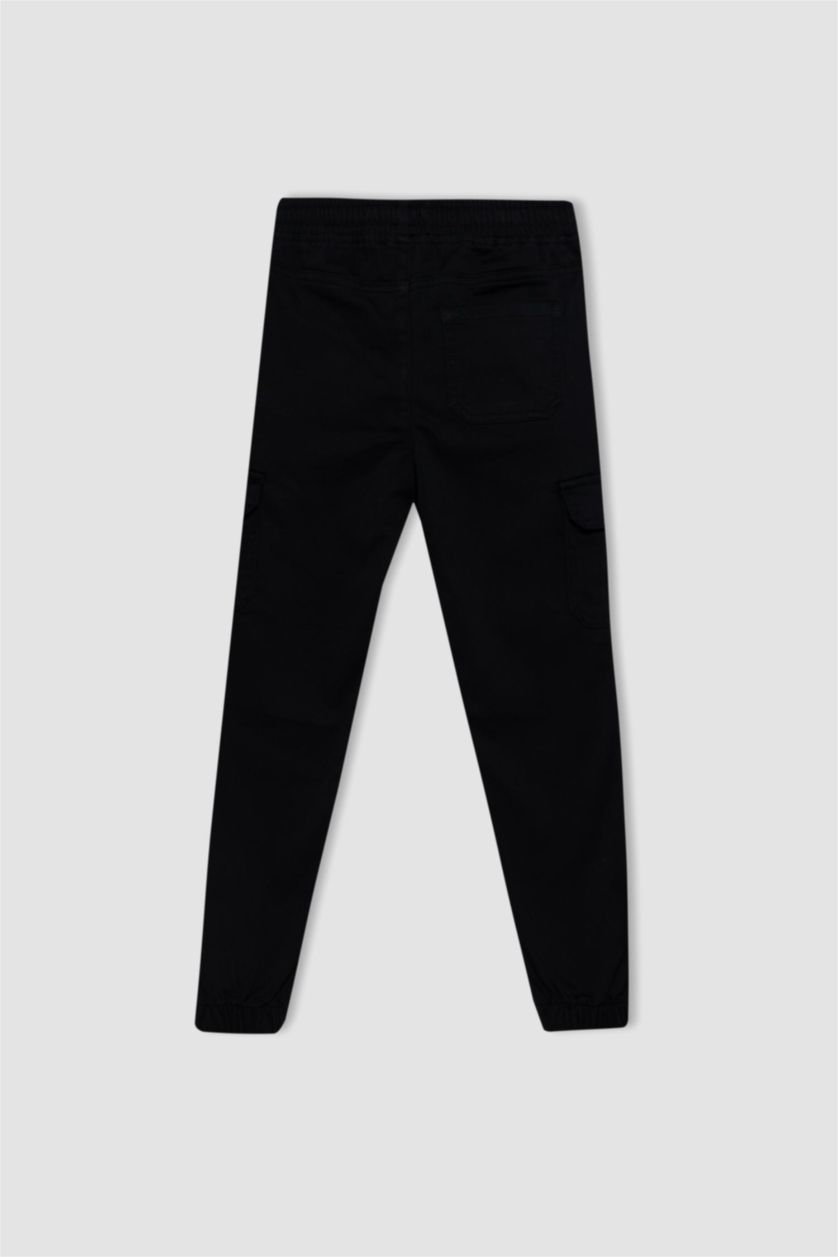 أولادي أسود بنطلون كارجو جوجر بأستك من تحت بجيب أسود