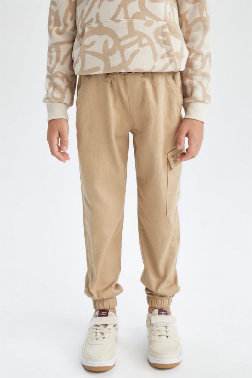 Мальчики и подростки Темно-песочный Брюки джоггеры с карманами для мальчиков