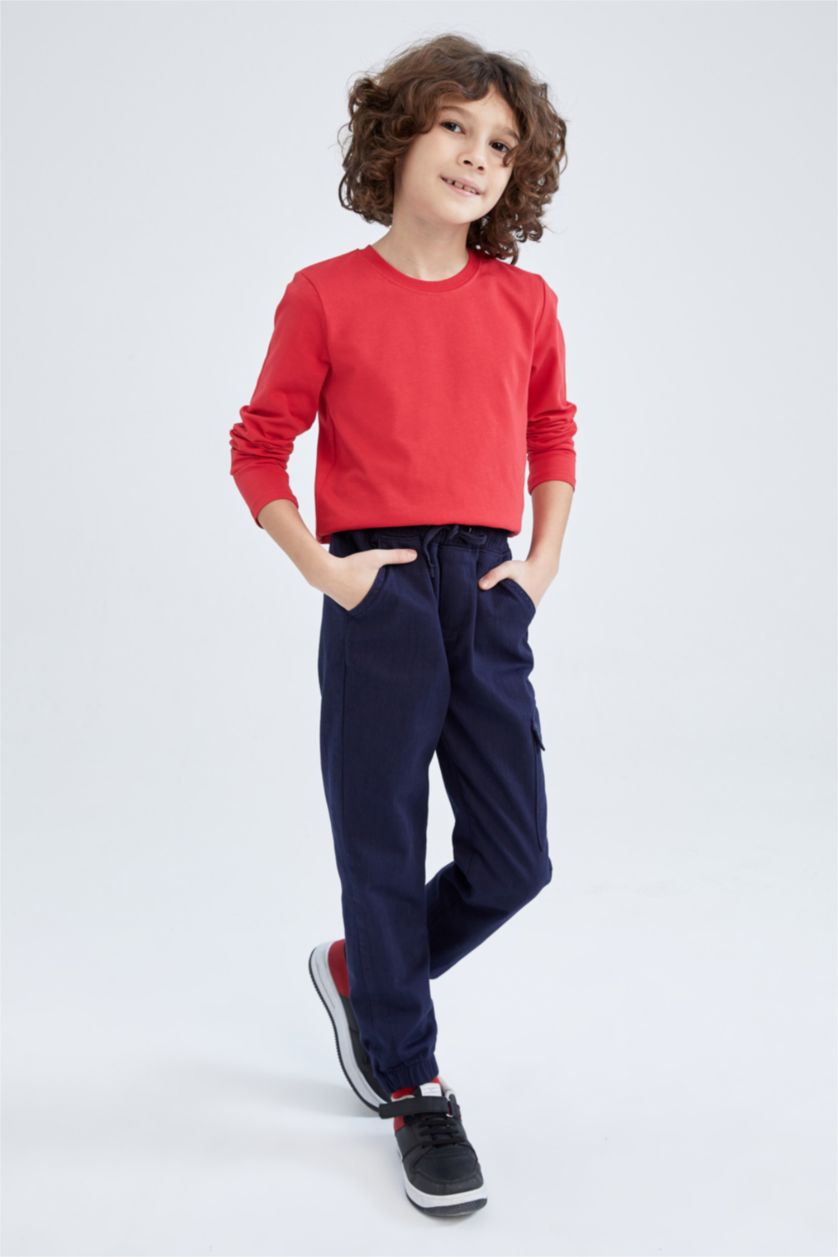 BOYS & TEENS NAVY Boy Navy Blue Cargo Jogger School Trousers