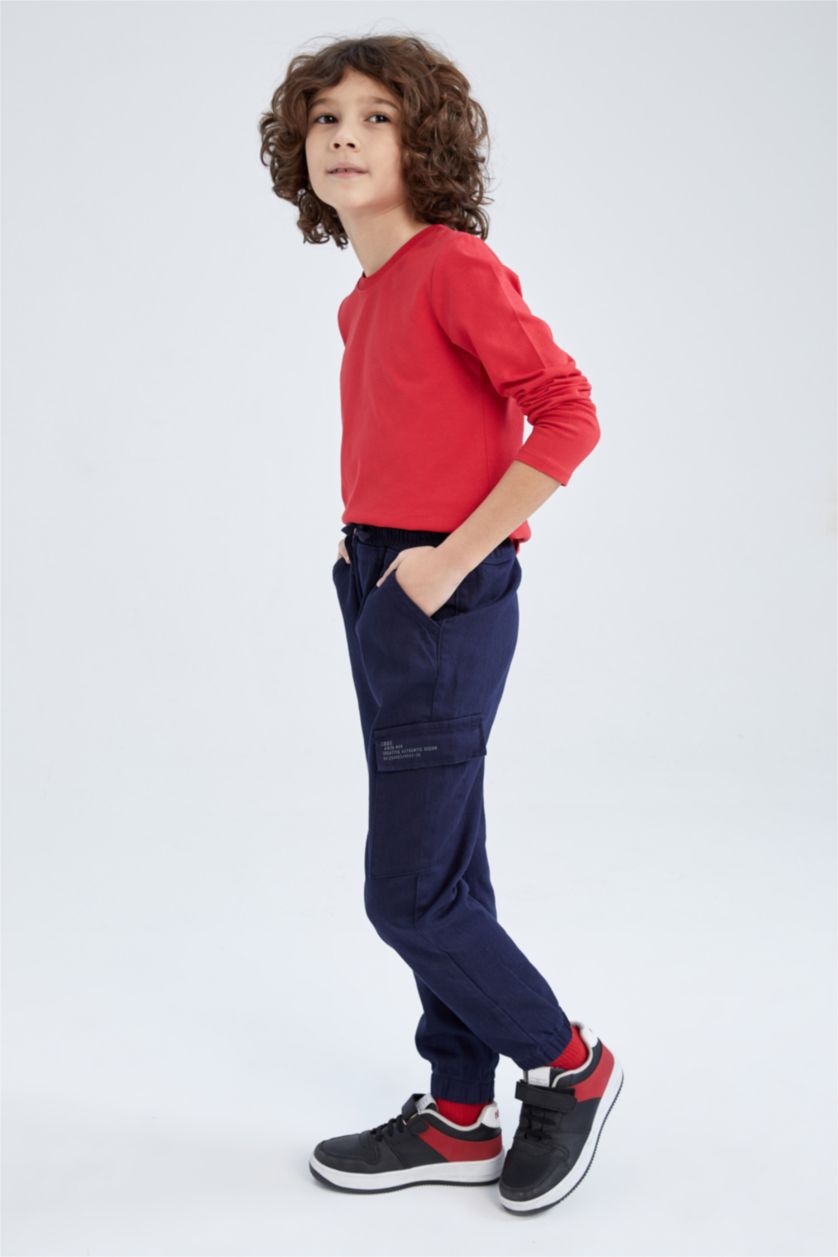 BOYS & TEENS NAVY Boy Navy Blue Cargo Jogger School Trousers