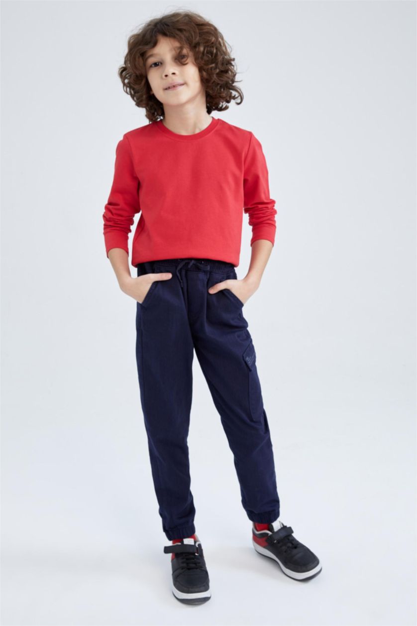 BOYS & TEENS NAVY Boy Navy Blue Cargo Jogger School Trousers