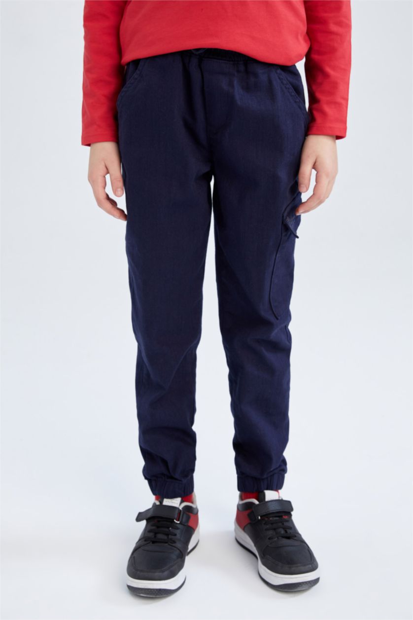 BOYS & TEENS NAVY Boy Navy Blue Cargo Jogger School Trousers