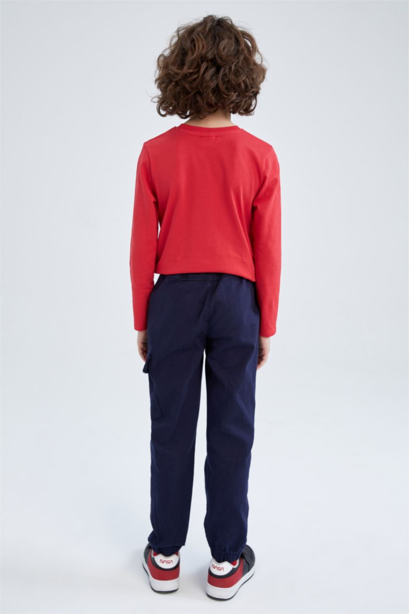 BOYS & TEENS NAVY Boy Navy Blue Cargo Jogger School Trousers