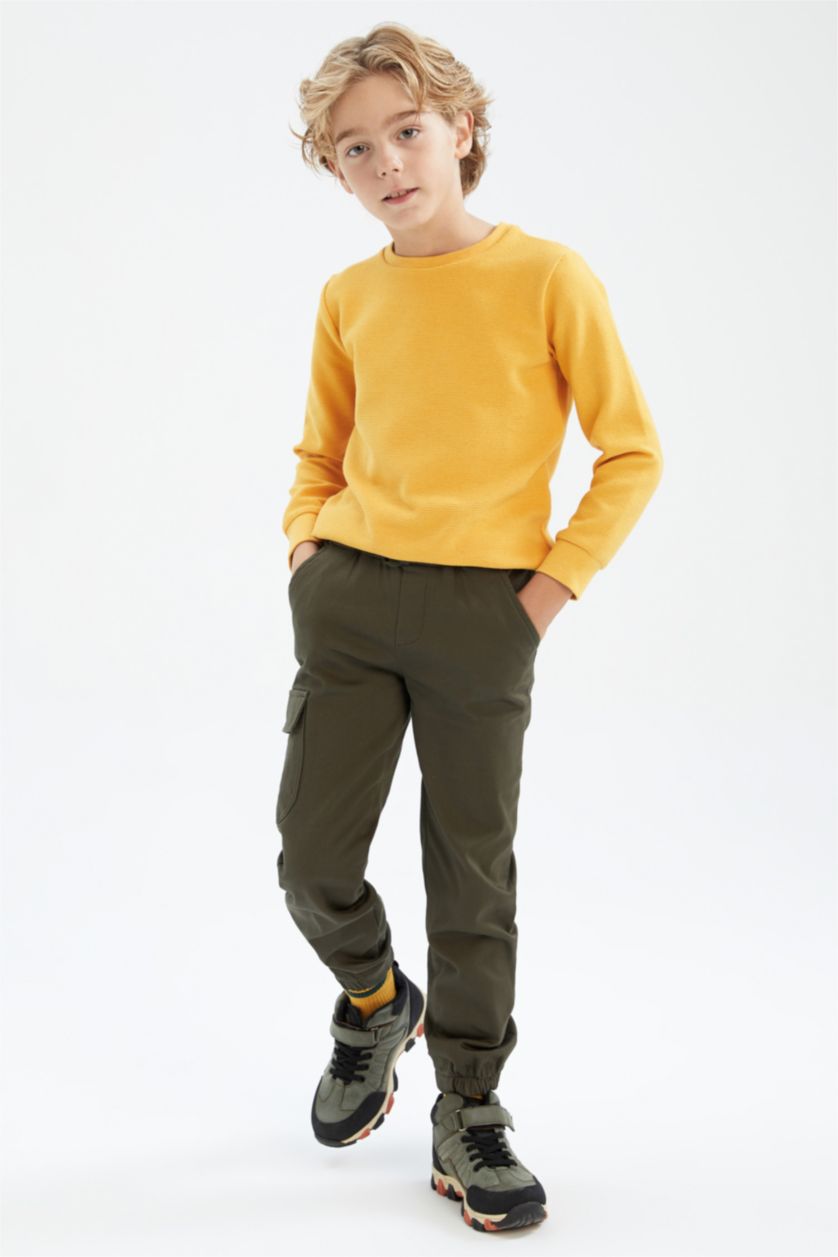 BOYS & TEENS Dark Khaki Boy Jogger Cargo Pocket Trousers