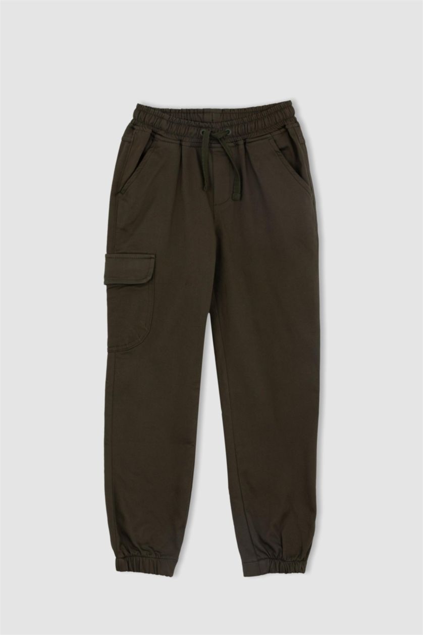 BOYS & TEENS Dark Khaki Boy Jogger Cargo Pocket Trousers