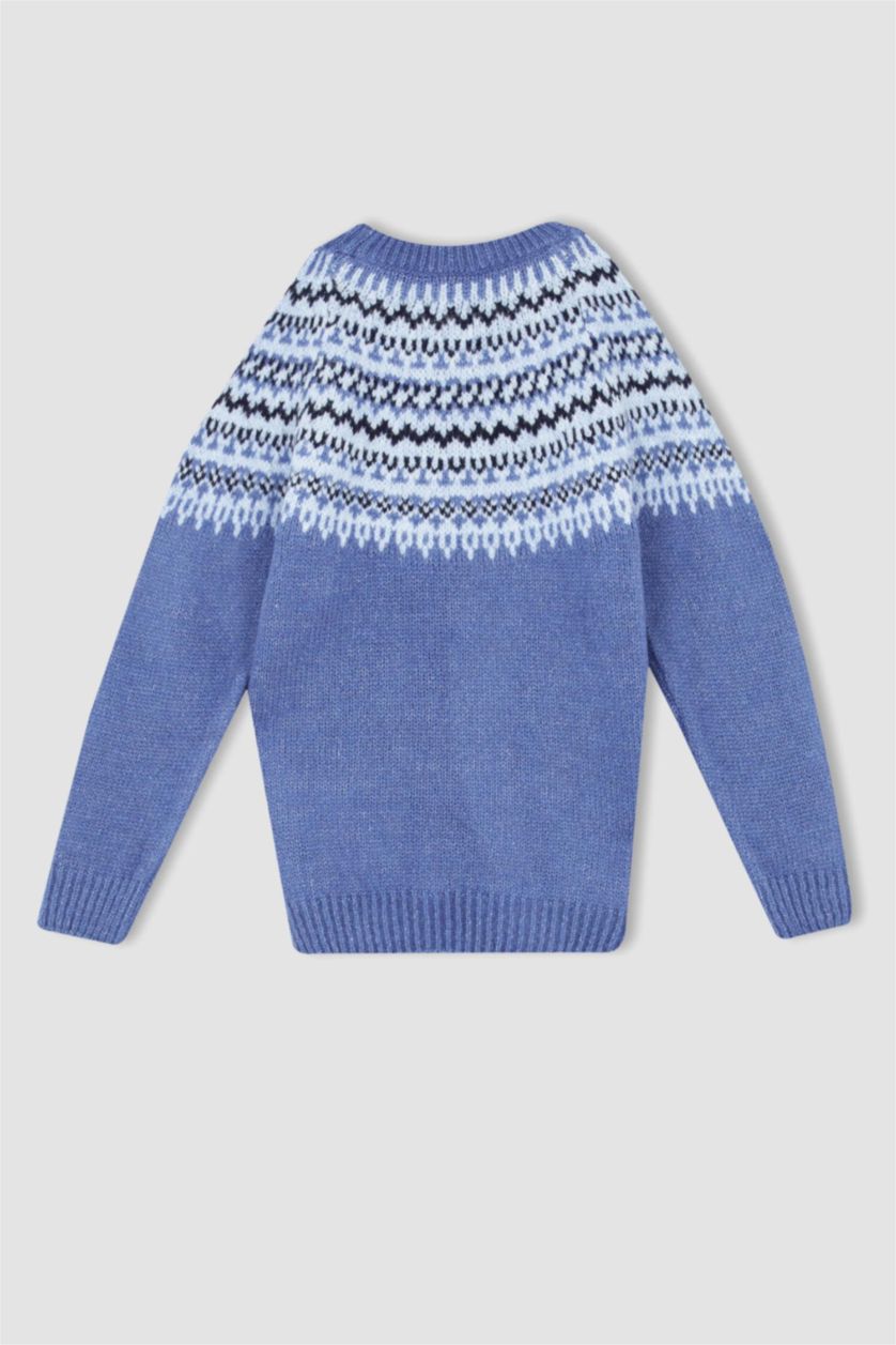 Erkek Çocuk - Genç Erkek Koyu Mavi Erkek Çocuk Regular Fit Bisiklet Yaka Kazak