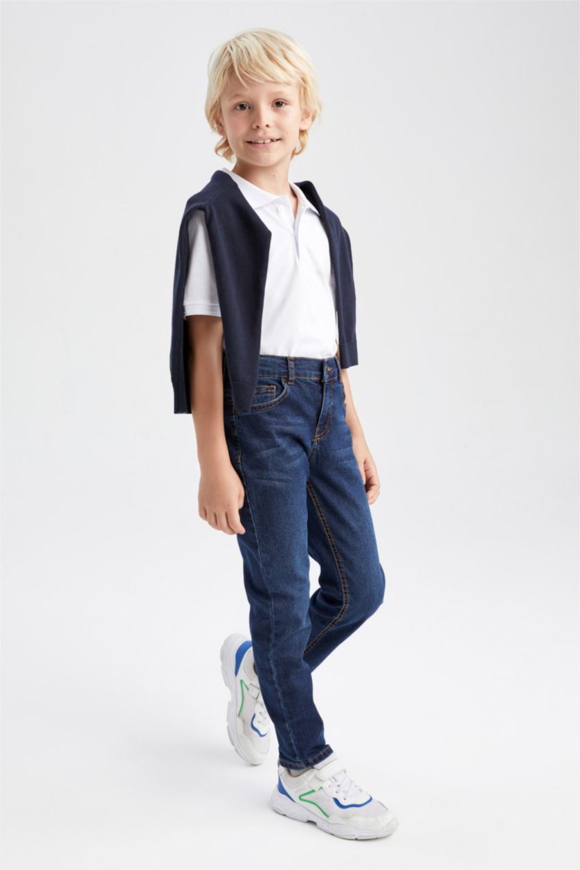Erkek Çocuk - Genç Erkek Lacivert Erkek Çocuk Jean Okul Pantolonu