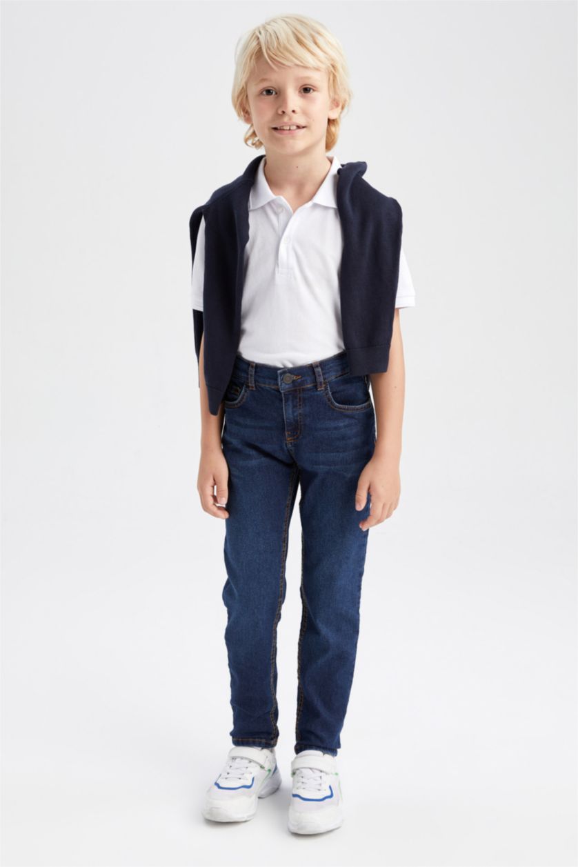 Erkek Çocuk - Genç Erkek Lacivert Erkek Çocuk Jean Okul Pantolonu