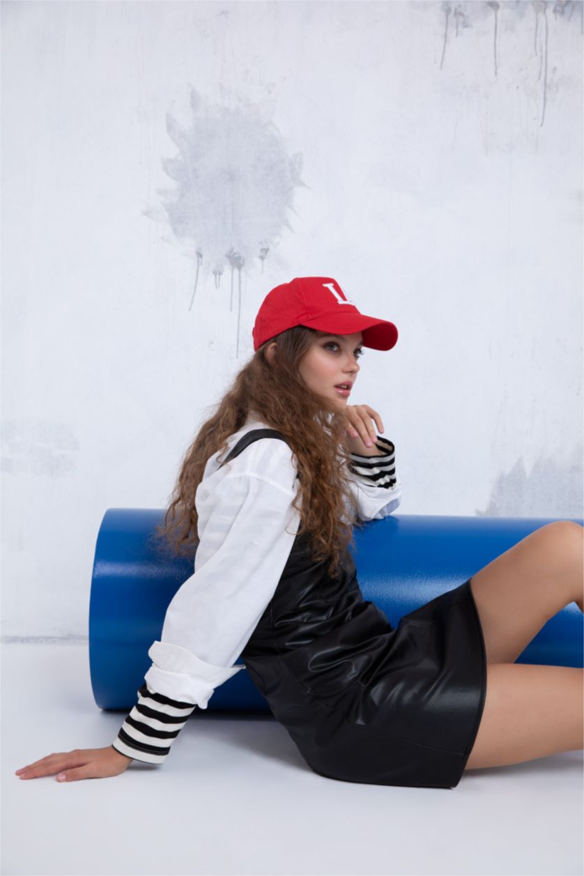 نساء أسود Faux Leather Mini Dress