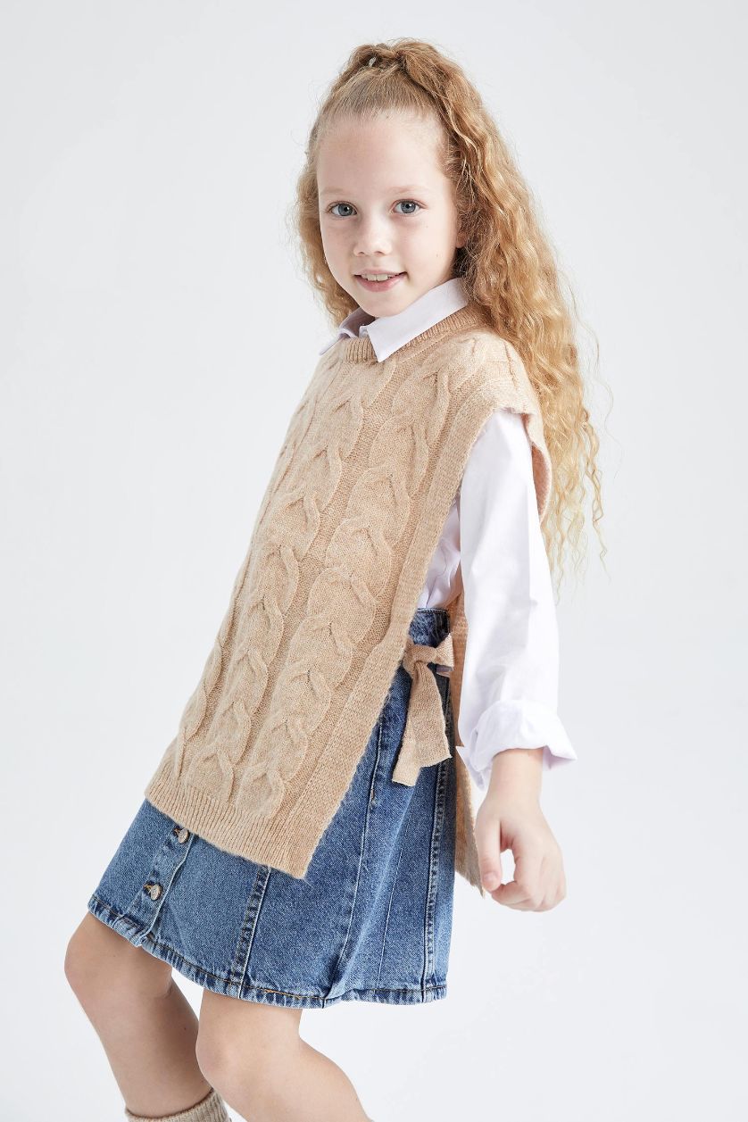 GIRLS & TEENS Beige Melange Girl Regular Fit Sweater