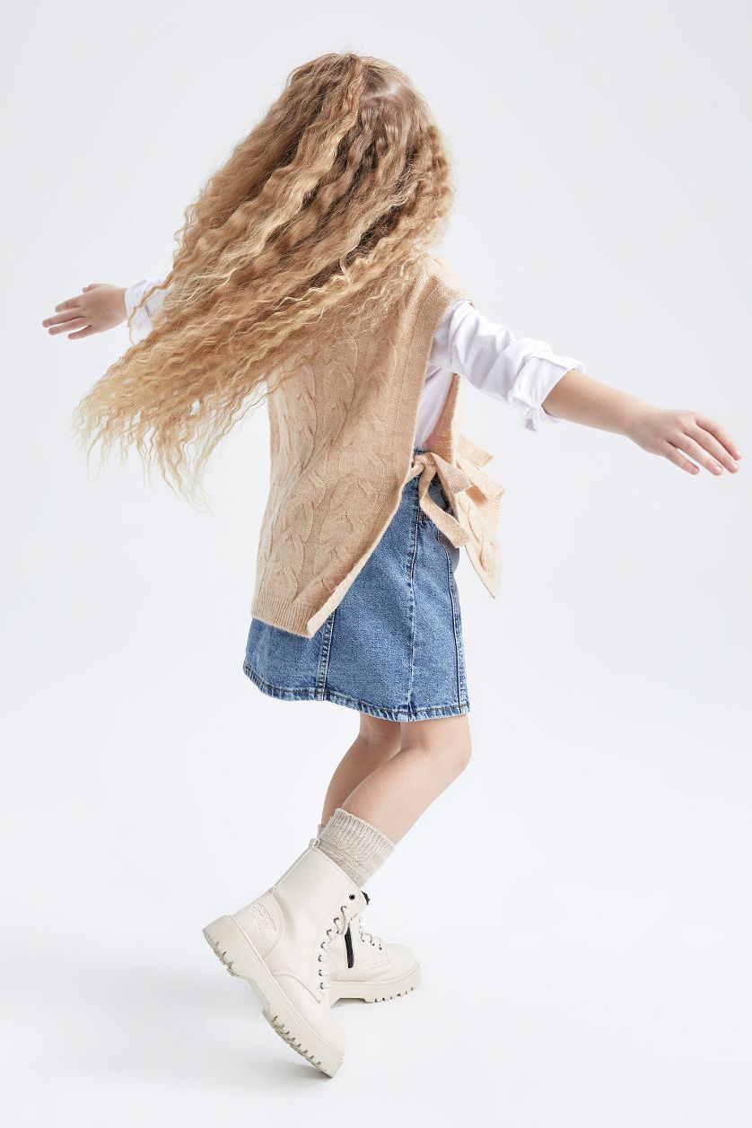 GIRLS & TEENS Beige Melange Girl Regular Fit Sweater