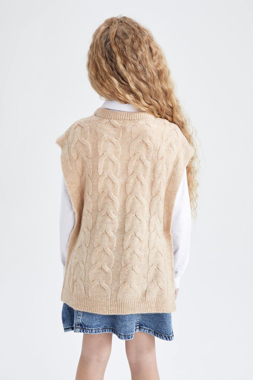 GIRLS & TEENS Beige Melange Girl Regular Fit Sweater